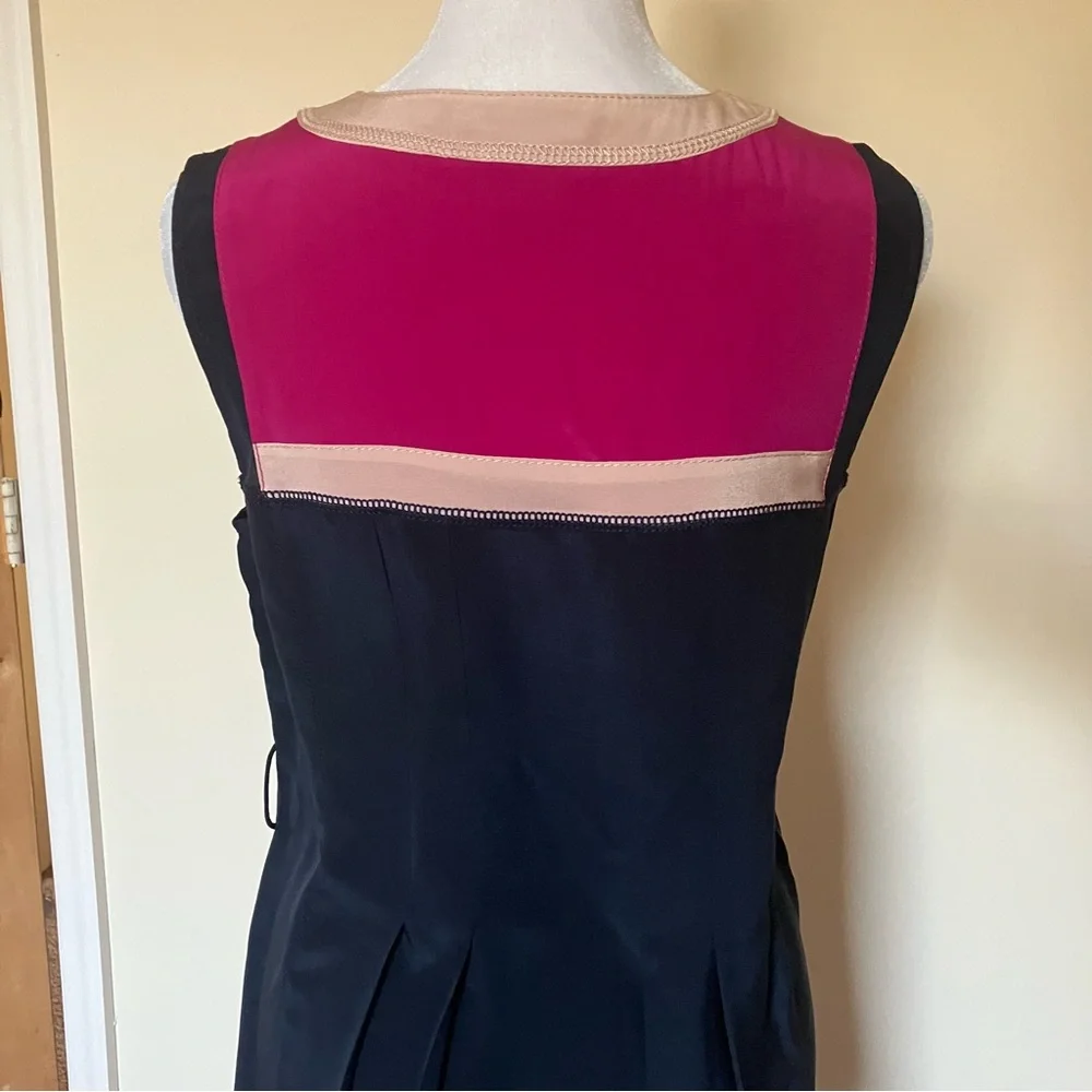 Tory Burch Blue & Pink Angie Colorblock Knee Length Silk Dress size 0